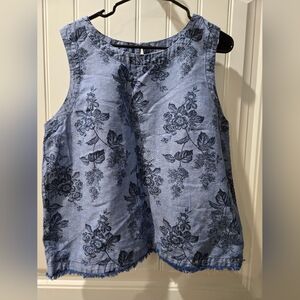 Liz Claiborne Blue Floral Denim Tank Top